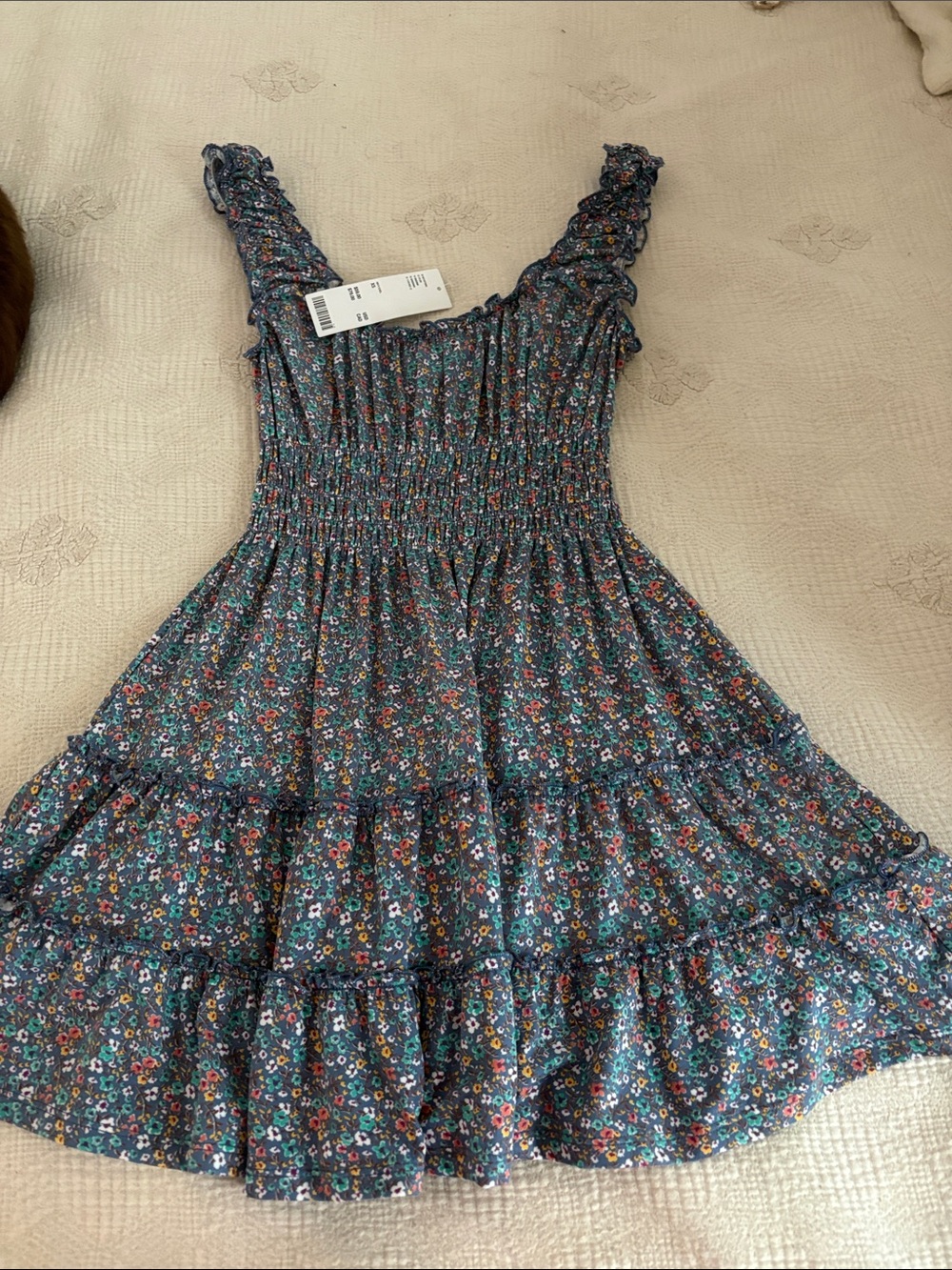 Urban Outfitters Blue Multi Floral Smocked Tiered Sundress